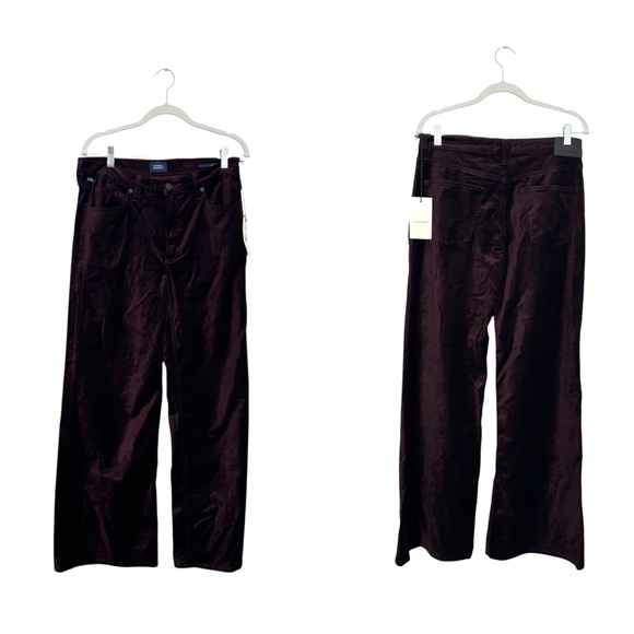 NWT Citizens Of Humanity - Lolli Mid Rise Baggy Velvet Jeans in Burgundy - Picture 12 of 12